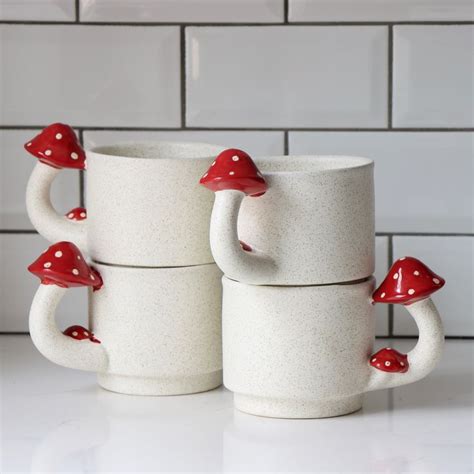 Stackable Speckled Mushroom Mugs Set Of In Mugs Set Stuffed