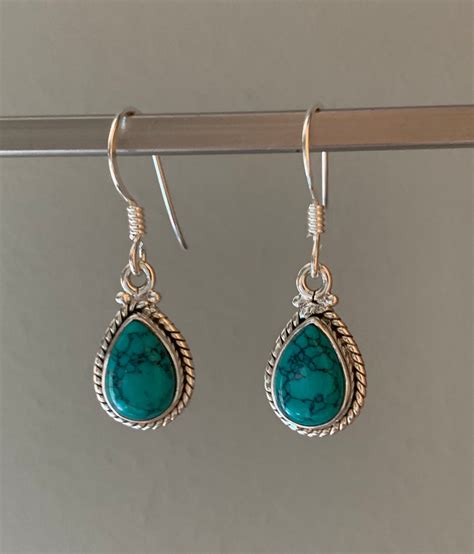 Turquoise Earrings Teardrop Turquoise Earrings Turquoise - Etsy