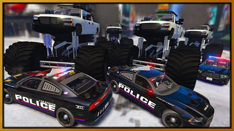 GTA 5 Roleplay Monster Lifted Trucks Crushing Cops RedlineRP YouTube