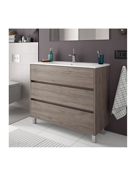 Mueble de baño en roble eternity con lavabo Arenys de 100 cm