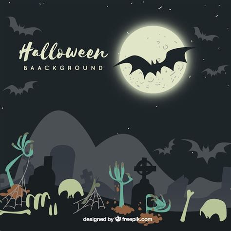 Fondo Vintage De Halloween De Cementerio Vector Gratis