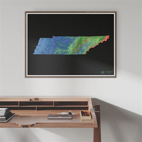 Tennessee - Elevation map, black - Fine Art Print – Grasshopper Geography