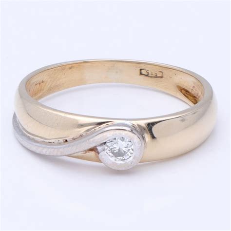 Carats Bicolore Or Bague Ct Diamant Catawiki