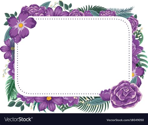 Frame Design With Purple Flowers Royalty Free Vector Image