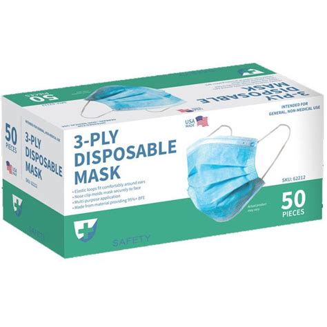 3 Ply Disposable Masks Level 1 Pack Of 50 Made In USA FDA