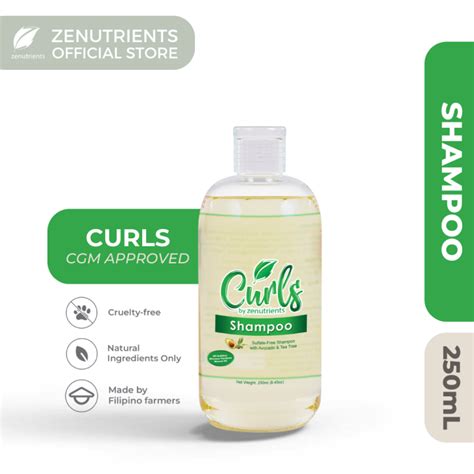 Curls By Zenutrients Avocado And Tea Tree Protein Free Shampoo 250ml Curl Defining Organic