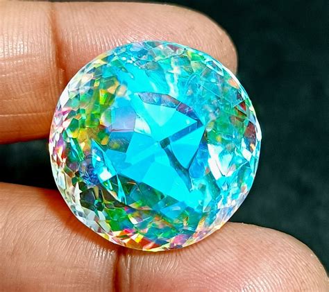 Natural Rainbow Mystic Quartz Ct Round Cut Untreated Brazilian