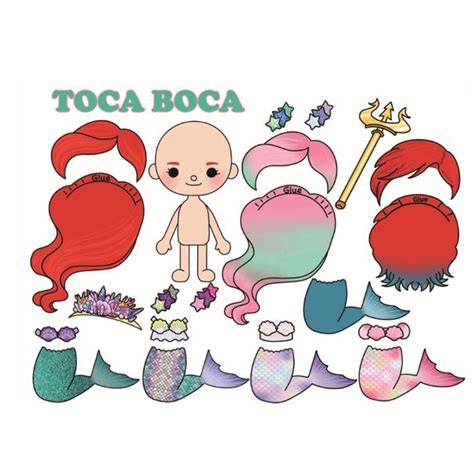 Printable Toca Boca Mermaid Paper Doll Dress Up Doll 60 Off