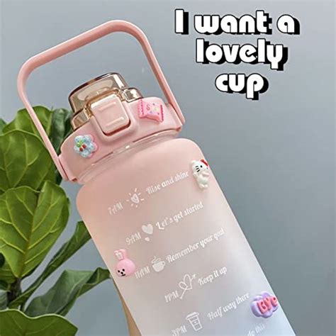 Kawaii Drinkfles Met Rietje Motiverende Waterfles Met Tijdmarkeringen