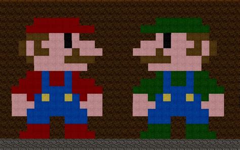 Minecraft Pixel Art Mario And Luigi