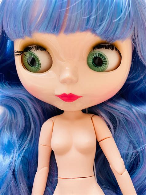 Blythe Doll Jointed Doll Rainbow Hair Blue Pink Highlights Etsy