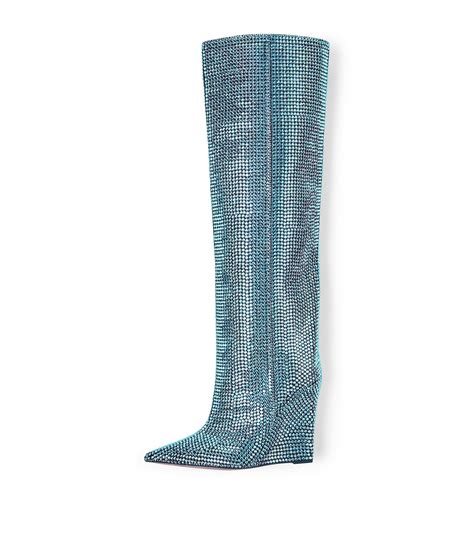 Womens Jimmy Choo Blue Blake Embellished Knee High Boots Harrods