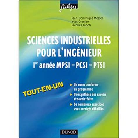 Sciences De L Ing Nieur Re Ann E Mpsi Pcsi Ptsi Cours Et Exercices