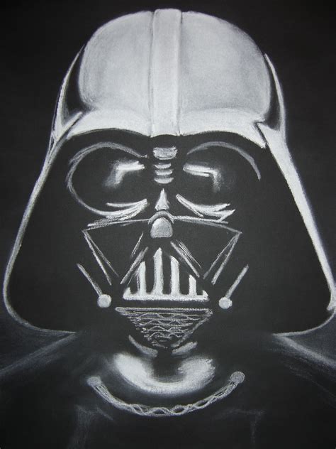 A Drawing Of Darth Vader Is Shown In Black And White As If It Was