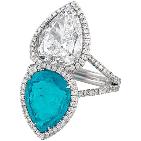 Paraiba Tourmaline Diamond Ring For Sale At Stdibs