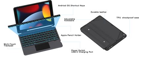 ROOFEI Tastatur Hülle für iPad 10 2 Zoll iPad Air 3 iPad Pro 10 5