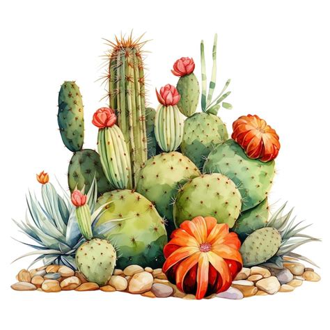 Acuarela cactus occidental salvaje oeste vaquero desierto ilustración