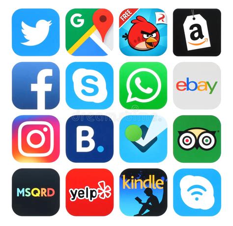 Collection Of Popular Social Media Icons Editorial Photo Illustration