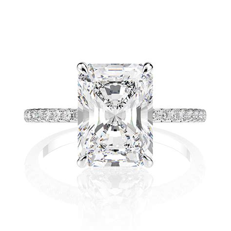 4ct 18K Gold Radiant Cut Moissanite Engagement Rings for Women D Color