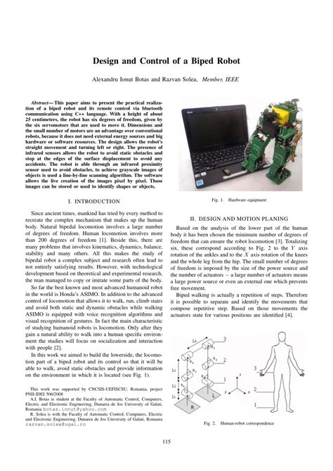 (PDF) Design and control of a biped robot