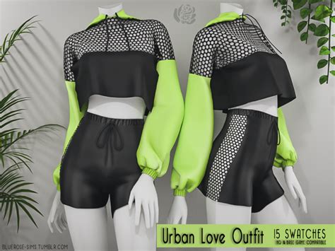 Blue Rose Urban Love Outfit New Meshes All Lods 15 Swatches Sims 4 Clothing Sims 4 Sims