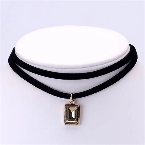 Shipinwei 2016 New Fashion Multilayer Black Leather Velvet Choker