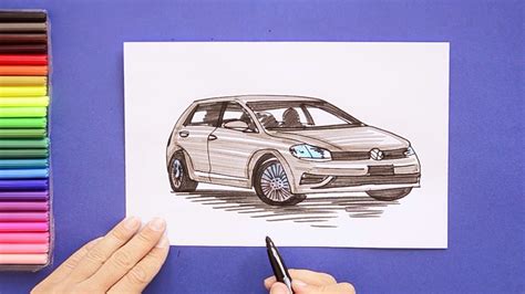 How To Draw Volkswagen Golf Car Youtube