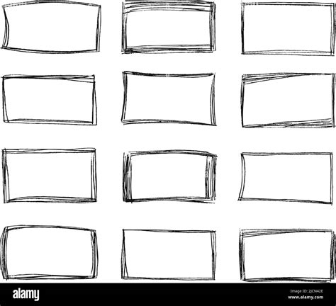 Sketch Square Frames Hand Drawn Rectangular Shape Doodle Border