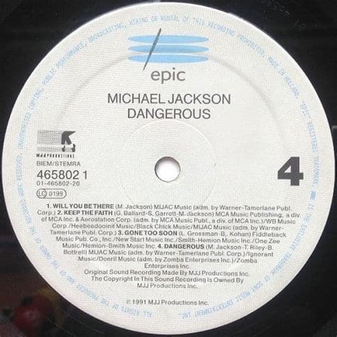 Michael Jackson Dangerous Vinyl Record Lp Epic 1991