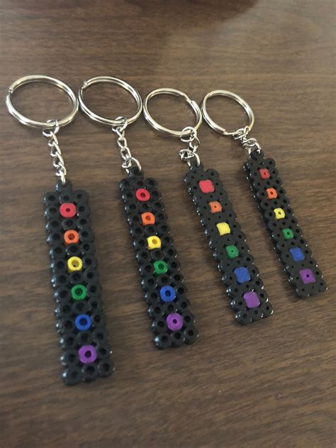 Perler Bead Rainbow Keychains Etsy