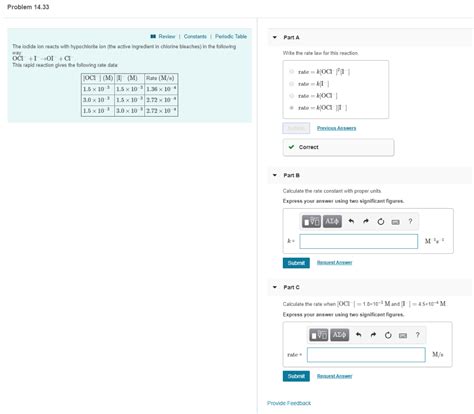 Solved Problem 14 33 Review 1 Constants L Periodic Table Chegg