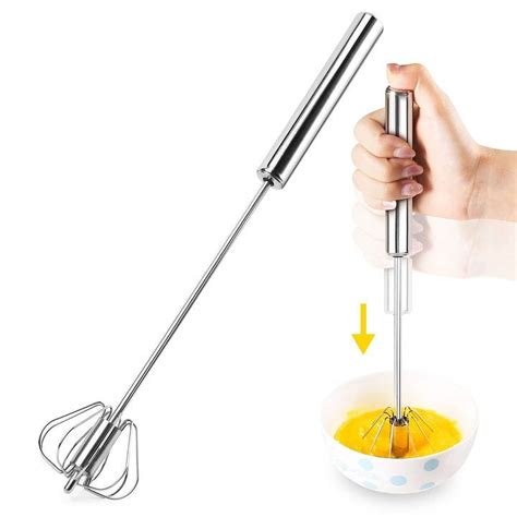 Hand Push Whisk Semi Automatic Mini Whisks Stainless Steel Egg Whisks