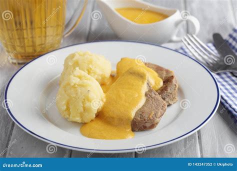 Svickova Na Smetane, Czech Meat Dish with Potato Stock Photo - Image of ...