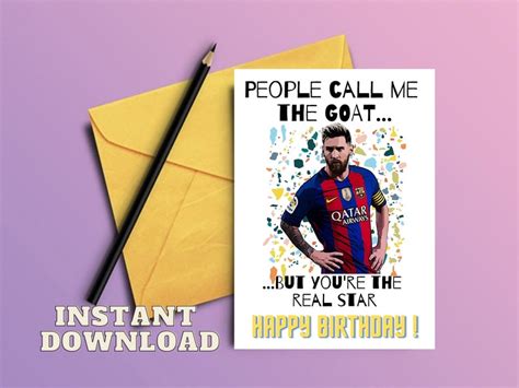 Messi Birthday Card Football Printable Card Leo Messi - Etsy