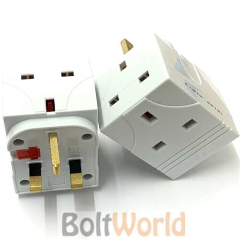 Way Mains Socket Adaptor Multi Plug Fused Adapter Uk Three Way V