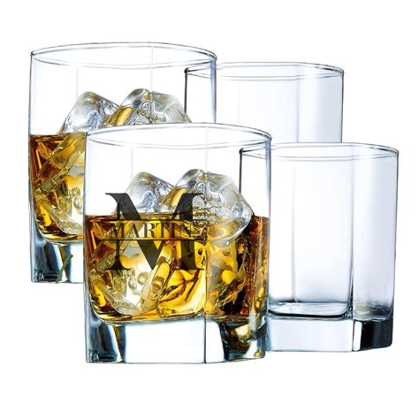 Custom Etched Whiskey Glasses Square Personalized Name Ts Etsy