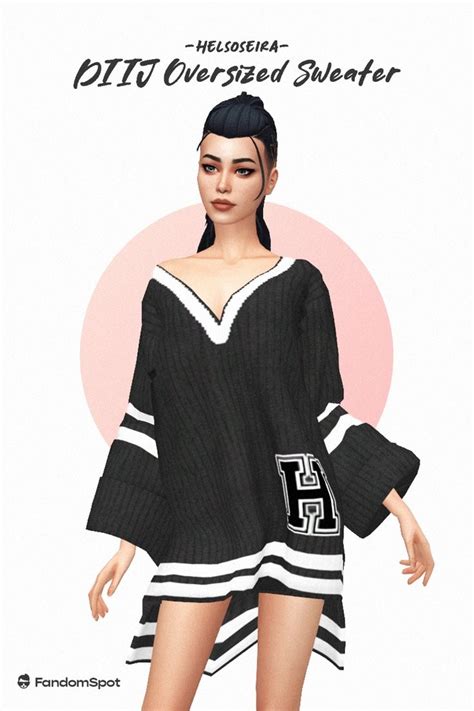 DIIJ Oversized Sweater Top By Helsoseira Sims 4 CC In 2024