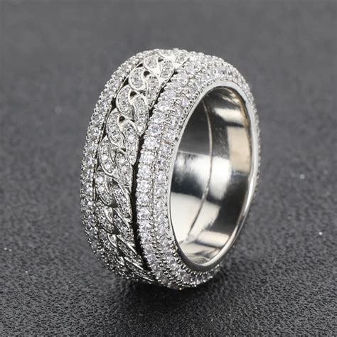 Bagues Cubaines En Forme De Diamant Moissanite Pour Hommes Matiques En