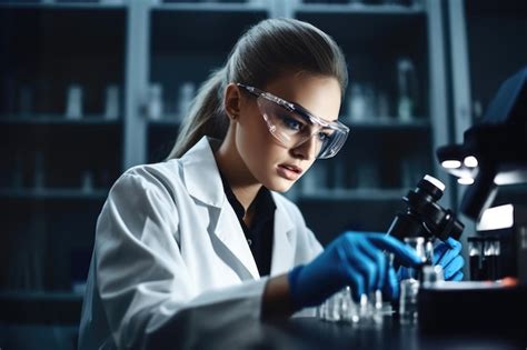 Foto de um jovem cientista analisando amostras em um laboratório criado