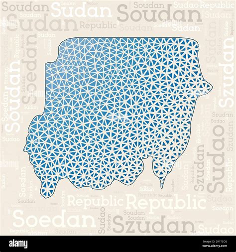 Sudan Map Design Country Names In Different Languages And Map Shape