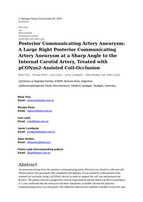 (PDF) Posterior Communicating Artery Aneurysm: A Large Right Posterior ...