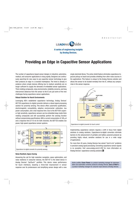 Providing an Edge in Capacitive Sensor Applications by Analog Devices.