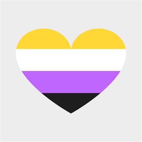 Vector Heart In Lgbt Colors Four Horizontal Stripes Non Binary Flag