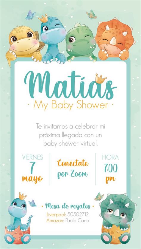 Invitación Baby Shower Dinosaurios Baby shower invitaciones