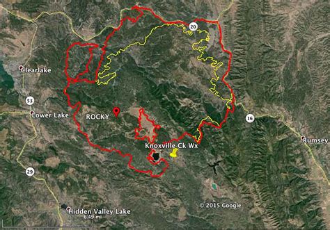 Rocky Fire East Of Clearlake California Wildfire Today