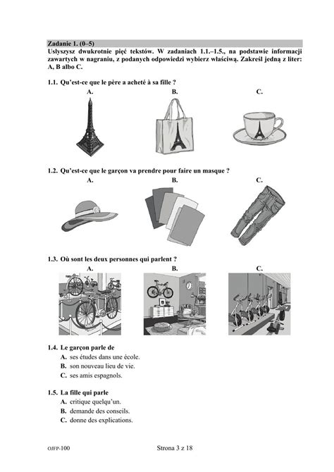 Galeria Arkusz Francuski Egzamin ósmoklasisty 2020 Próbny 03