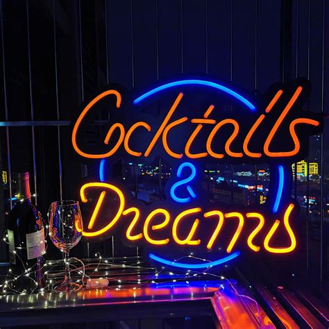 Cocktails And Dreams Custom Bar Neon Sign Flex Led Custom Red Etsy