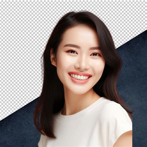 Premium Psd A Woman With A White Shirt That Says Quot She Is Smiling Quot