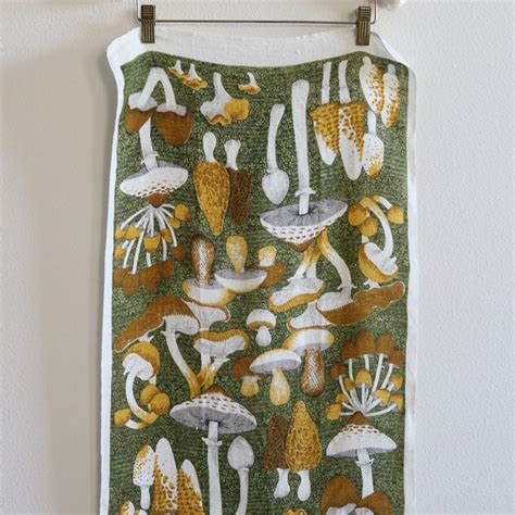 Vintage Mushroom Linen Tea Towel Etsy