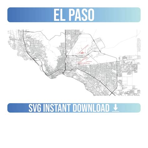 El Paso Svg Vector Street Map El Paso Texas United States Etsy